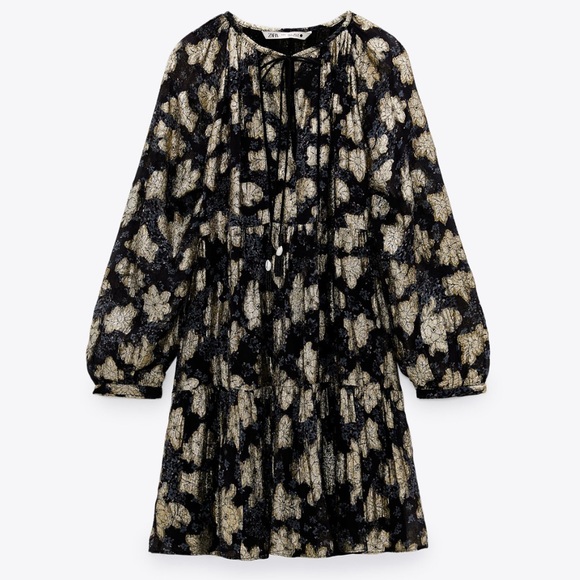 Zara Voluminous Printed Dress Size M - Picture 1 of 10